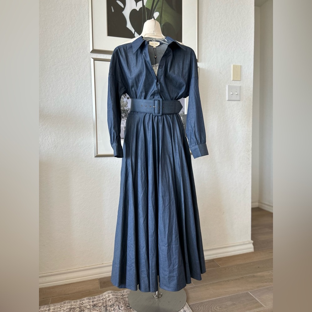 Tuckernuck X India Hicks Comporta Chambray Maxi Dress Sz M Ret $278 - Picture 4 of 12